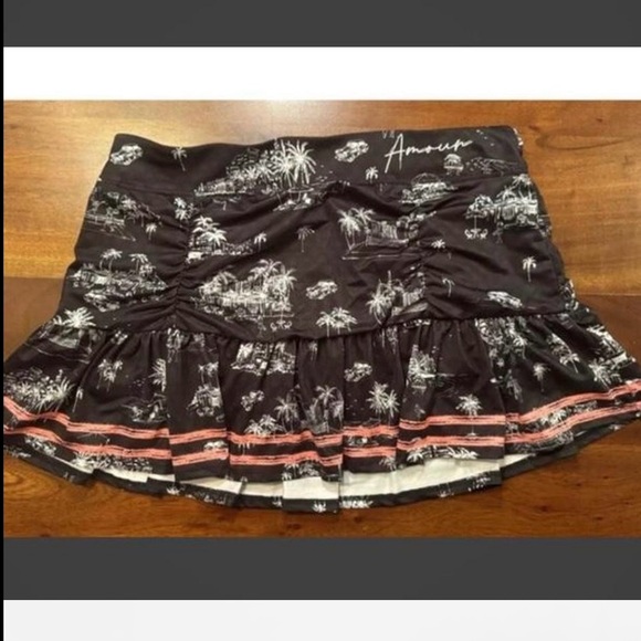 Lucky in Love Black and Pink Mini Skirt - Picture 2 of 7